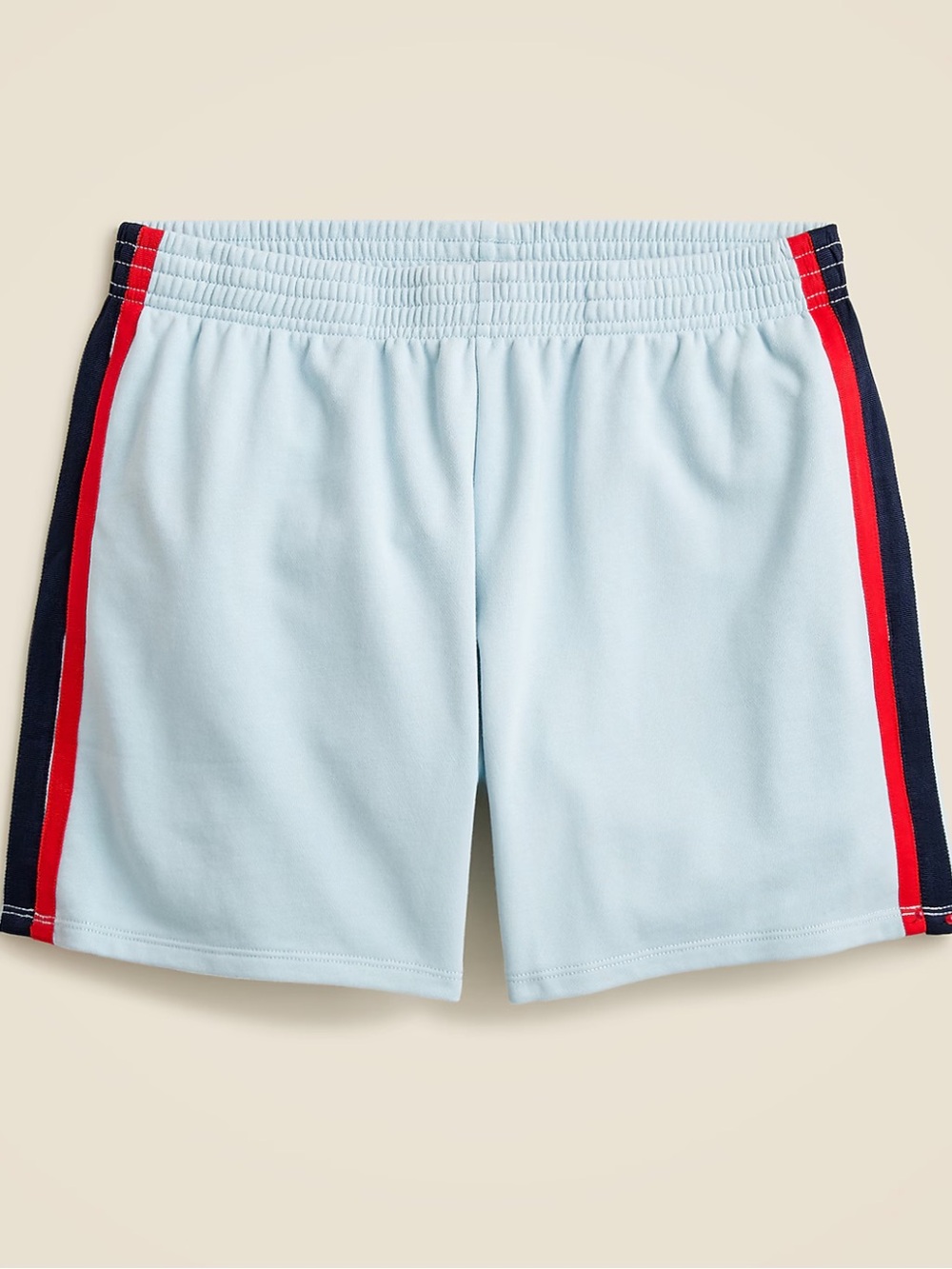 J Crew Terry short with stripes - Light Blue Athletic Shorts with Red Stripes